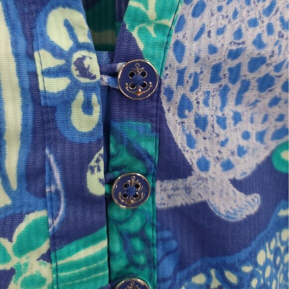 Talbots The Classic Casual Popover Top Under The Sea Print Aquatic Blue Womens M - Picture 7 of 15